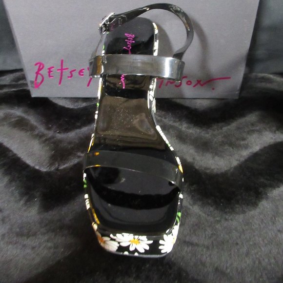 Betsey Johnson Black and White Floral Platform Sandals - Picture 8 of 13